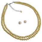 Yellow Pearls Double Stranded Economical Wedding Low Price Jewelry Set