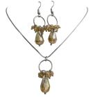 Circle Pendant Earrings with Dangliing Golden Shadow Beads & Teardrop Set