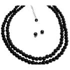 Black Pearl Double Stranded Necklace Stud Earrings Ancient Jewelry