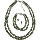 Inexpensive Wedding Jewelry In Pistachu Green Pearls Complete Set