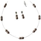 Lustrous Brown Pearl Adorned In Illusion Lovely Necklace Earrings