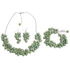 Wedding Pearl Necklace Beaded Chunky Jewelry Kelly Green Pearls Glamorous Gift