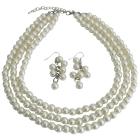 Beautiful Designed Jewelry Ivory Pearl Wedding Bridal Bridesmaid Three Strand Set
