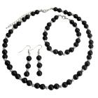 Alluring Jewelry Black Pearls And Silver Spacer Wedding Jewelry Set