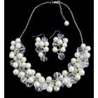 Clusters Of Ivory Pearls And Clear Crystals Elegant Bridal Jewelry