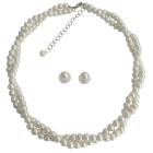 Ivory Pearl Necklace Graduation Prom Twisted Pearl Necklace Stud Earrings