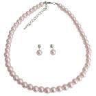 Pink Pearl Wedding Necklace with Surgical Post Earrings