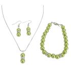 Olive Green Pearl Jewelry Necklace Earrings Bracelet Drop Pearl Pendant Set