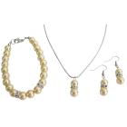 Yellow Pearl Pendant Necklace with Necklace Delicate Complete Jewelry Set