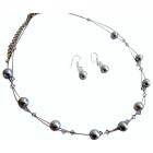 Wedding Jewelry Set Pewter Jewelry Silver Gray with Shadow Crystals