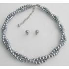 Twisted Gray Pearl Wedding Statement Necklace Bridal Jewelry