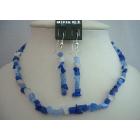 Sterling Silver Trendy Sapphire Stone Chip Necklace Set Custom Handcrafted (BRAND NEW)
