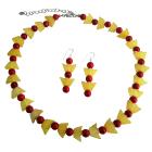 Apple Jade Faceted 8mm Beads w/ Coral 4mm Bead & Sterling Silver Earrings & Necklace
