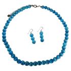 Beautiful Blue Jewelry Blue Cat Eye Necklace w/ Sterling Silver Earrings Custom Jewelry