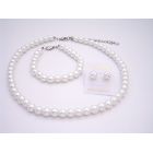 White Synthetic Pearls Bridesmaid Jewelry Set Stud Pearls Earrings Set