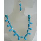 Turquoise Teardrop Barrel & Round Beads Necklace Set Handcrafted Cusotom Jewelry Set