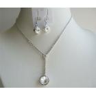 Bridal Bridesmaid Clear Simulated Crystals Necklace Set Jewelry