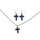 Christmas Gift Jewelry Cross Pendant Mother of Shell cross Pendant W/ Silver Outlined Cross Pendant Necklace Set Affordable Under $10 Jewelry Set