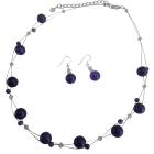 Inexpensive Wedding Jewelry Set Amethyst Swarovski Crystals Floating Illusion Necklace Set with Amethyst Glass Beads