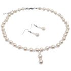 Ivory Pearl AB Crystals Necklace Sets Chines Crsystals At Affordable Inexpensive Bridal Bridesmaid Jewelry Set Drop Down Prom Ivory Pearl Set
