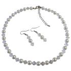Bridesmaid Jewelry Set Under $10 with Clear Crystals & White Pearls Exclusive Fashionable Inexpensive Affordable Necklace Set