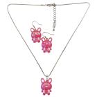 Fuchsia Rabit Easter Jewelry Set Necklace & Earrings Cute Easter Gift For Girls Jewelry