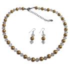 Clear Crystals Hazle Color Bridesmaid Jewelry Golden Pearl Faux Pearls & Chinese Crystals Dainty set