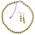 Yellow Pearl with Glass Beads Beautiful Gorgeous Necklace Set Wedding Bridal Bridesmaid Party Jewelry