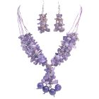 Synonyms Beautiful Jewelry Foreveryone Amethyst Stone Nugget Woven In Silk Thread Matcing Silver Earrings Set