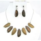 Brown Leaf Beads Jewelry Painted Enameled Leaf Shape Necklace Set