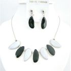 Leaf Shaped Jewelry Creative Ethnic Painted Black and White Leaf Necklace Set