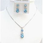 Wedding Jewelry Aquamarine Crystalst Inexpensive Bridesmaid Bridal Jewelry Set