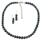 Bridal Attire Metallic Black Freshwater Pearl Jewelry Sets with Stylish Finishing Touch
