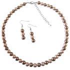 Under $10 Girls Gift Necklace Set Champagne Pearl & Bronze Pearls Prom Jewelry Set