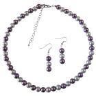 Victorian Lilac & Silver Pearls Necklace Set Fabulous Striking Bridal Wedding Set