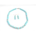Prom Blue Vintage Turquiose Pearls & Bali Siver Spacer Jewelry Set