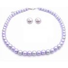 Pearl Wedding Jewelry Set Lilac & Silver with Stud Earrings