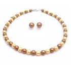 Pearl Stud Earrings Jewelry Set Latte Pearls & Yellow Pearls Unbeatable Inexpensive Jewelry