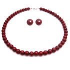 Unbeatable BridesmaidJewelry In Passionate Coral Red Pearl Necklace Set