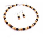 Butter Yellow Pearl Golden & Black Pearls Beautiful Necklace Set