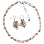 Inexpensive Trendy Wedding Pearls Champagne & Ivory Necklace Set