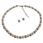 Wedding Shower Gifts Ivory & Champagne Pearls Combo Necklace Set