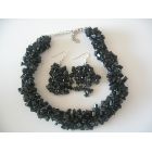 Semi Precious Onyx Nuggets Beads Trendy Funky Jewelry Necklace Set