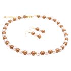 Match Your Jewelry with Gold Bridesmaid Dress From Fashion Jewelry Gold/Ivory Pearls Necklace Set
