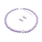Wear Style Pearls w/ Diamond Ball Necklace & Bracelet Set