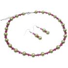 Match Your Dress Combo Lime Green & Fuchsia Crystals Jewelry Set