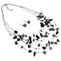 Purple Square Beads Silver Beads Multi Strand Necklace Earrings Set BridesmaidGift