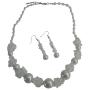 White beads w/ White Pearls Wedding Party Necklace Set