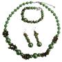 Wedding Beautifull Olive Pearls Olive Nugget Necklace Set