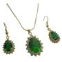 Victorian Pendant Earrings Set Emerald Gold Holiday Gift Jewelry Set